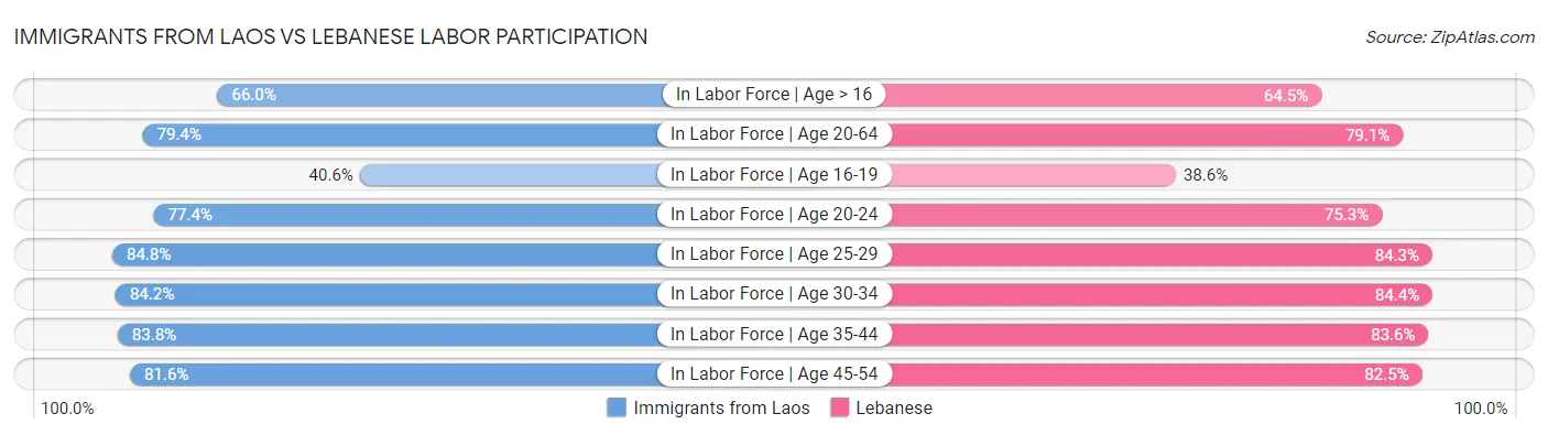 Immigrants from Laos vs Lebanese Labor Participation