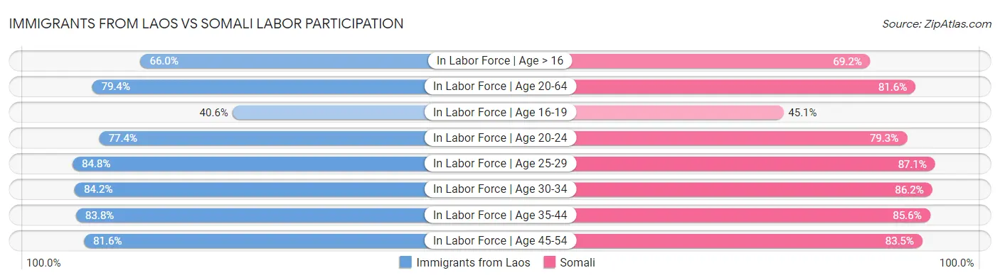 Immigrants from Laos vs Somali Labor Participation