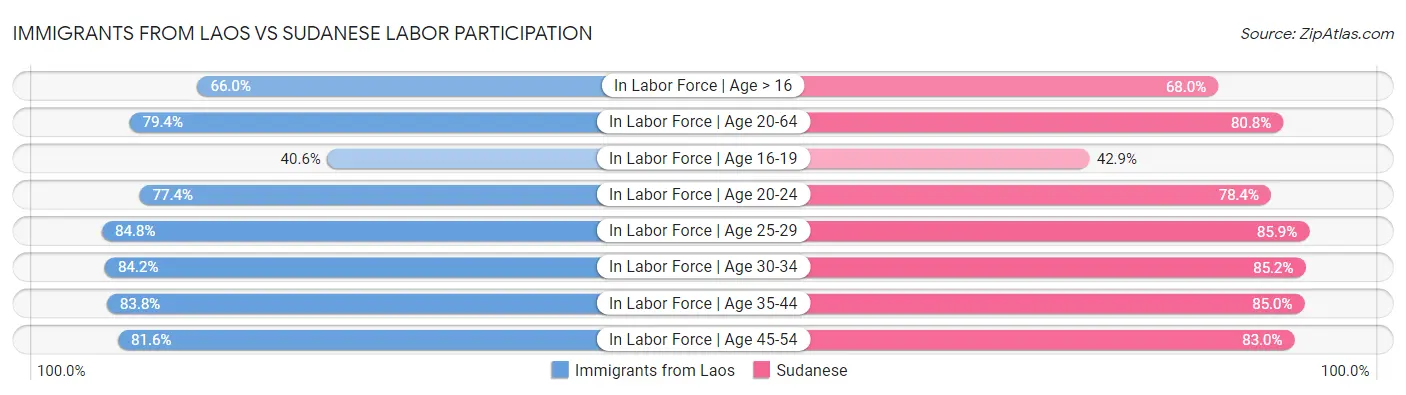 Immigrants from Laos vs Sudanese Labor Participation