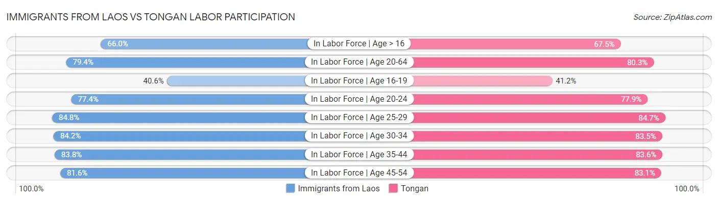 Immigrants from Laos vs Tongan Labor Participation