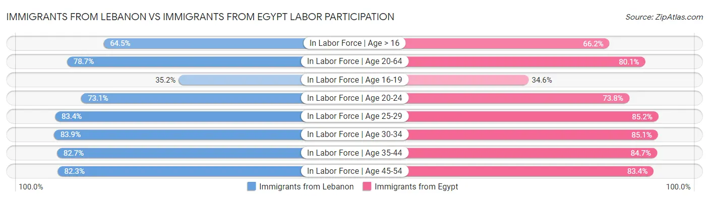 Immigrants from Lebanon vs Immigrants from Egypt Labor Participation