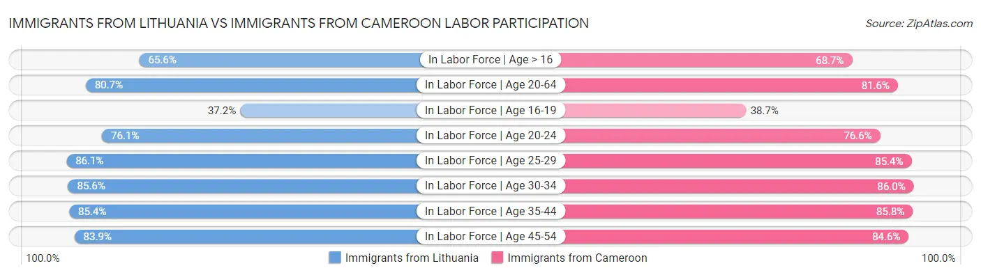 Immigrants from Lithuania vs Immigrants from Cameroon Labor Participation