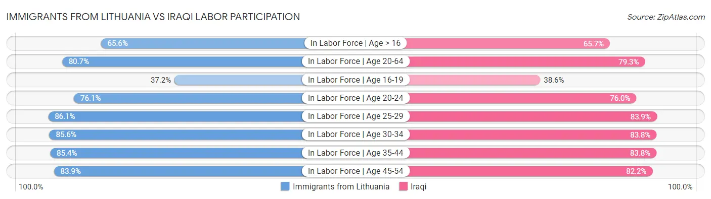 Immigrants from Lithuania vs Iraqi Labor Participation