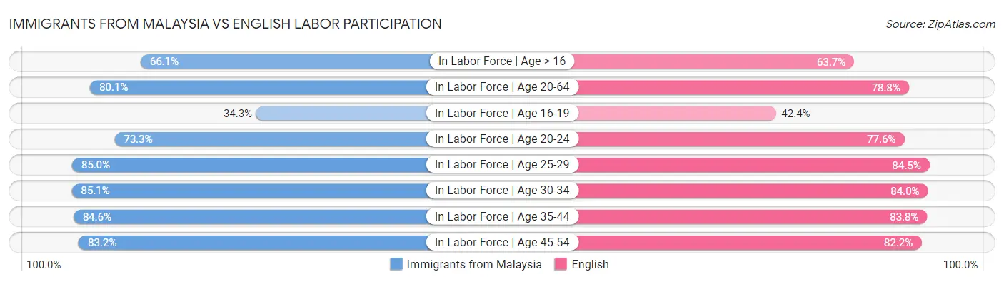 Immigrants from Malaysia vs English Labor Participation