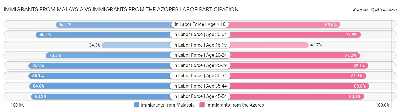 Immigrants from Malaysia vs Immigrants from the Azores Labor Participation