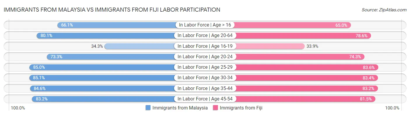 Immigrants from Malaysia vs Immigrants from Fiji Labor Participation