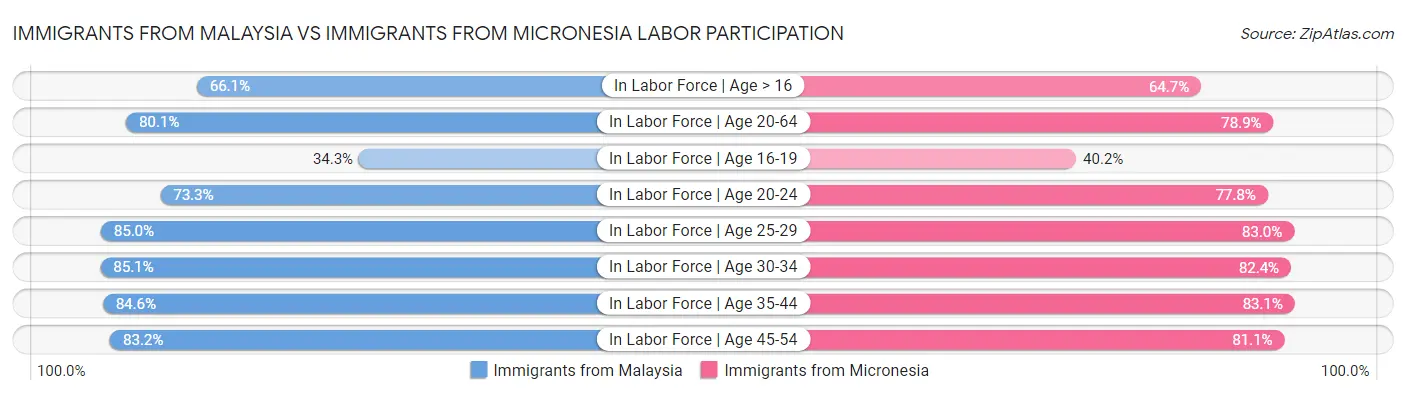 Immigrants from Malaysia vs Immigrants from Micronesia Labor Participation