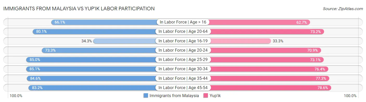 Immigrants from Malaysia vs Yup'ik Labor Participation