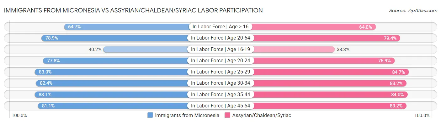 Immigrants from Micronesia vs Assyrian/Chaldean/Syriac Labor Participation