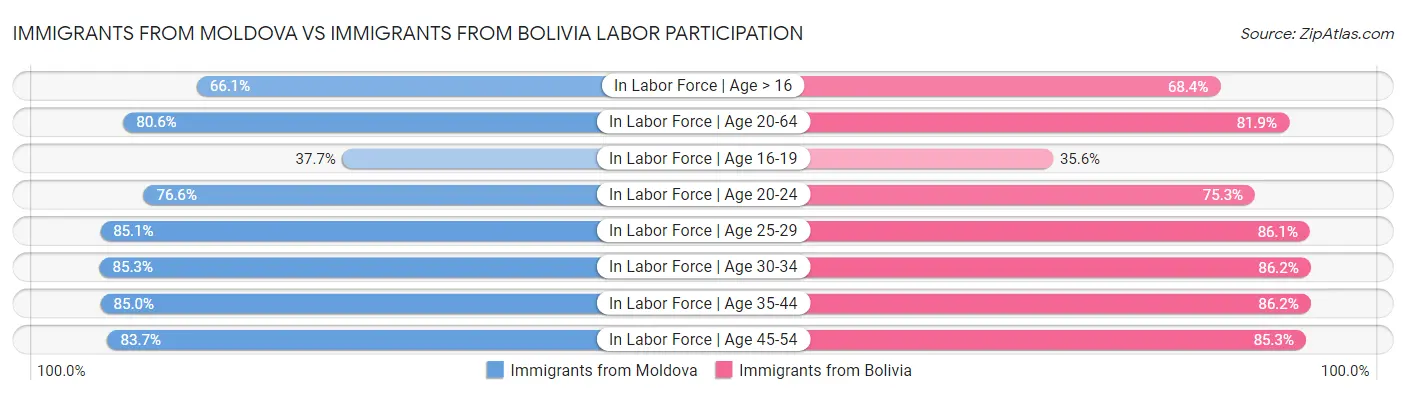 Immigrants from Moldova vs Immigrants from Bolivia Labor Participation