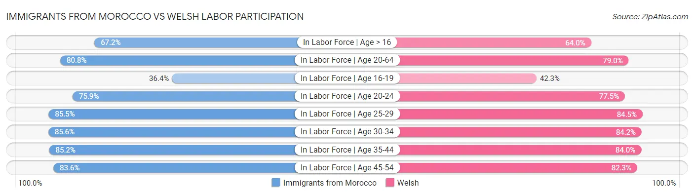 Immigrants from Morocco vs Welsh Labor Participation