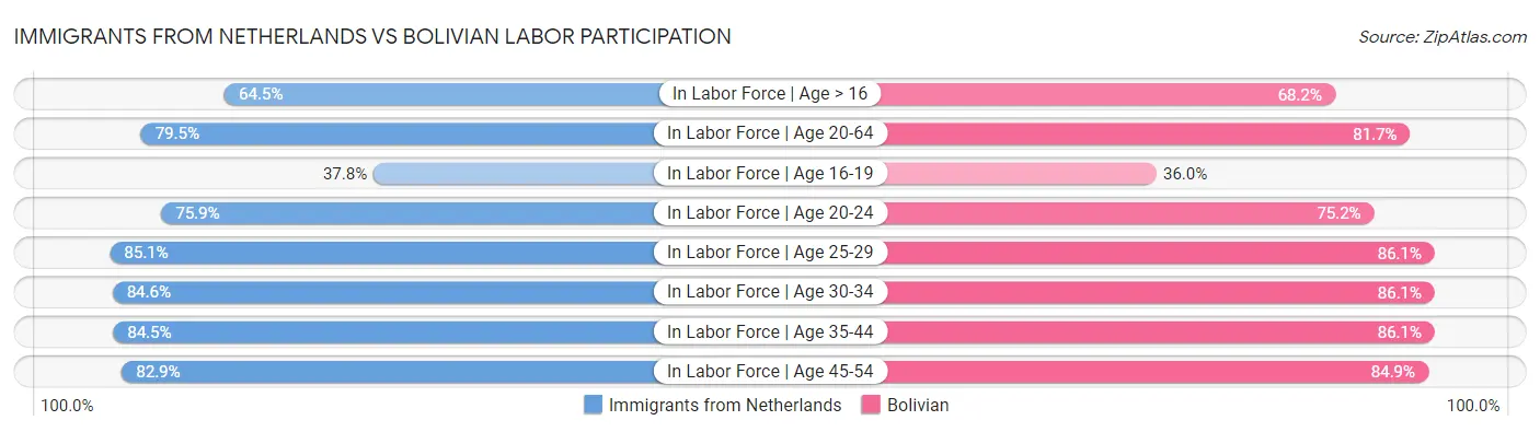 Immigrants from Netherlands vs Bolivian Labor Participation