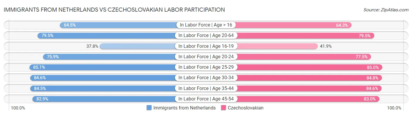 Immigrants from Netherlands vs Czechoslovakian Labor Participation
