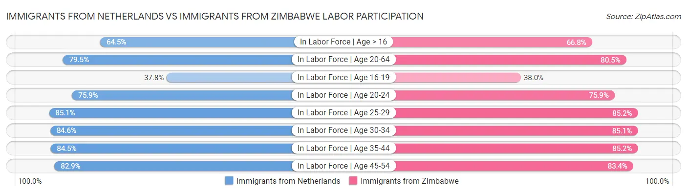 Immigrants from Netherlands vs Immigrants from Zimbabwe Labor Participation
