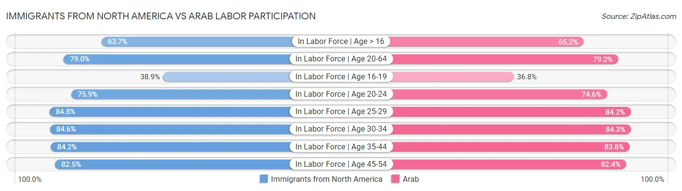 Immigrants from North America vs Arab Labor Participation