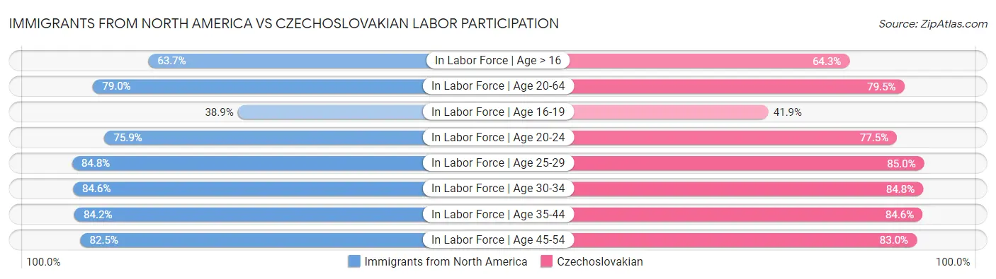 Immigrants from North America vs Czechoslovakian Labor Participation