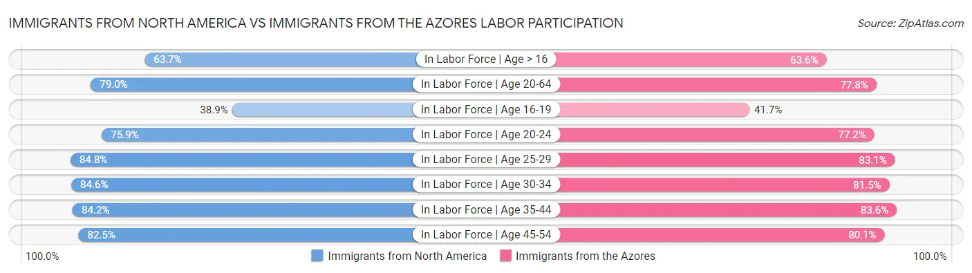 Immigrants from North America vs Immigrants from the Azores Labor Participation