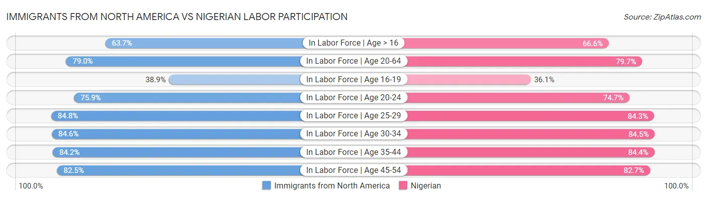 Immigrants from North America vs Nigerian Labor Participation