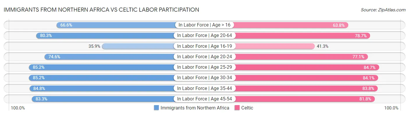 Immigrants from Northern Africa vs Celtic Labor Participation