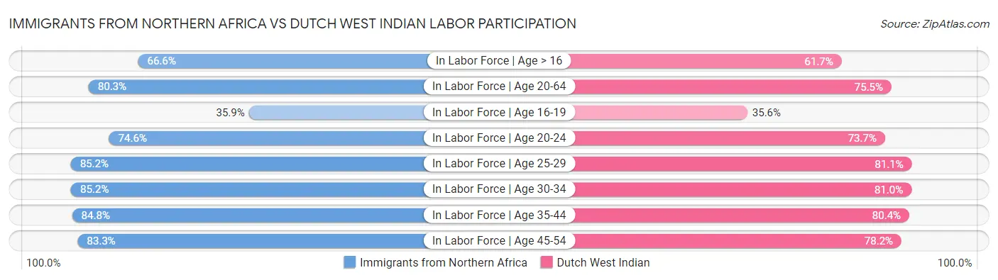 Immigrants from Northern Africa vs Dutch West Indian Labor Participation