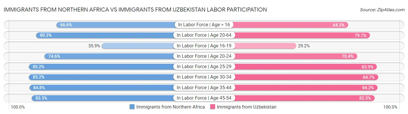 Immigrants from Northern Africa vs Immigrants from Uzbekistan Labor Participation