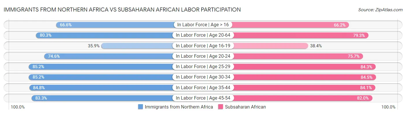 Immigrants from Northern Africa vs Subsaharan African Labor Participation