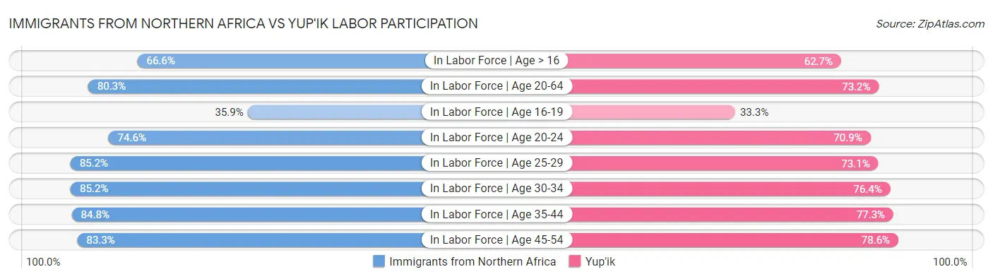 Immigrants from Northern Africa vs Yup'ik Labor Participation