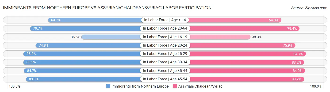 Immigrants from Northern Europe vs Assyrian/Chaldean/Syriac Labor Participation