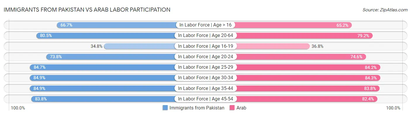 Immigrants from Pakistan vs Arab Labor Participation