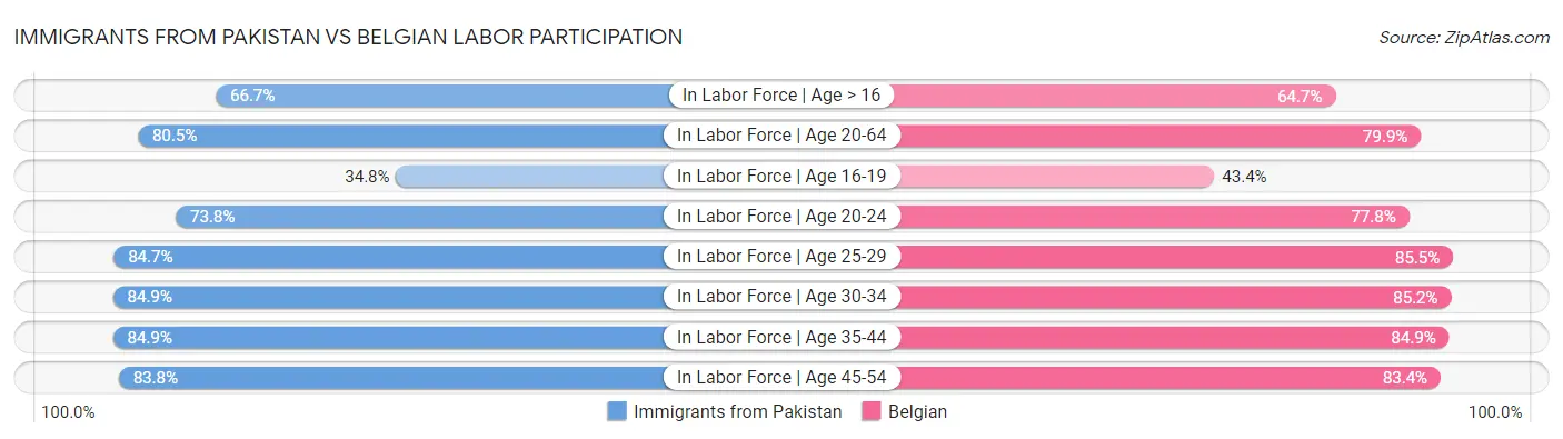 Immigrants from Pakistan vs Belgian Labor Participation