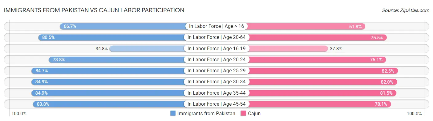 Immigrants from Pakistan vs Cajun Labor Participation