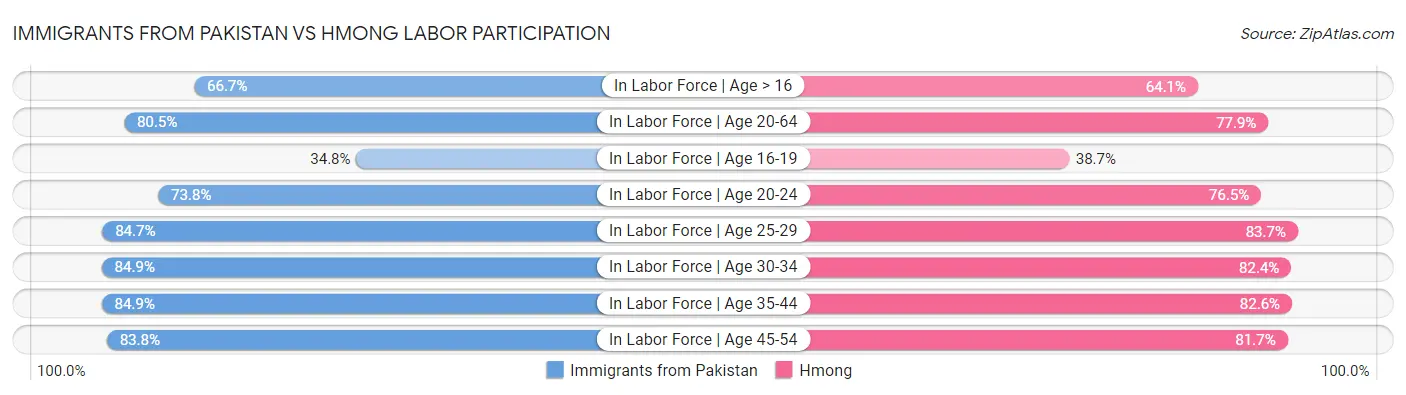 Immigrants from Pakistan vs Hmong Labor Participation