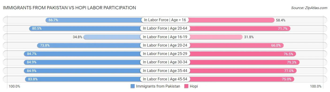 Immigrants from Pakistan vs Hopi Labor Participation
