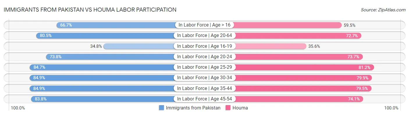 Immigrants from Pakistan vs Houma Labor Participation