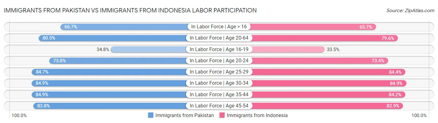 Immigrants from Pakistan vs Immigrants from Indonesia Labor Participation