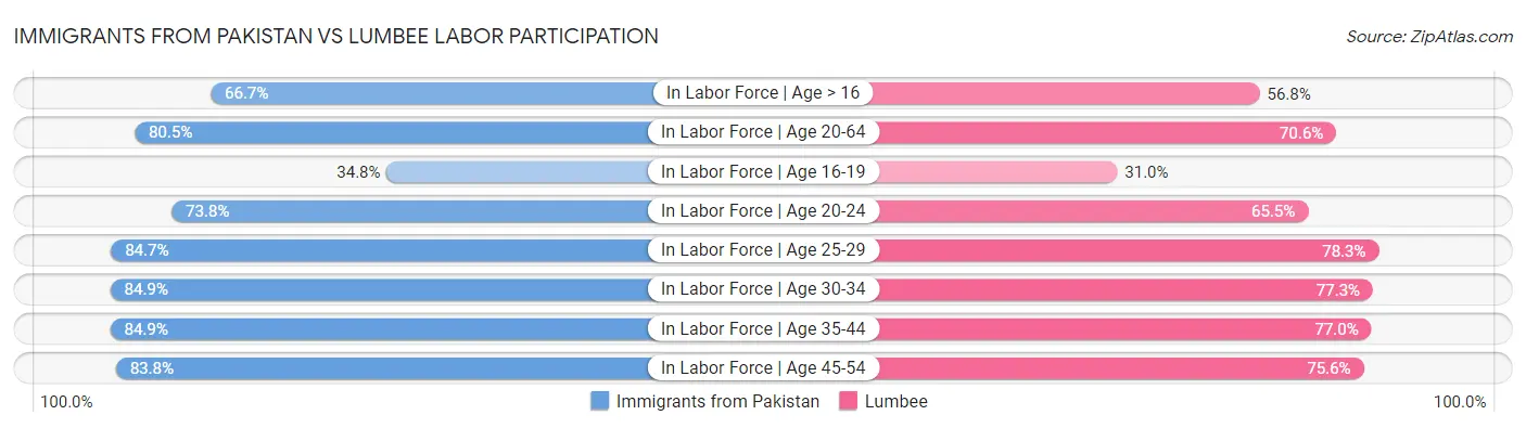 Immigrants from Pakistan vs Lumbee Labor Participation