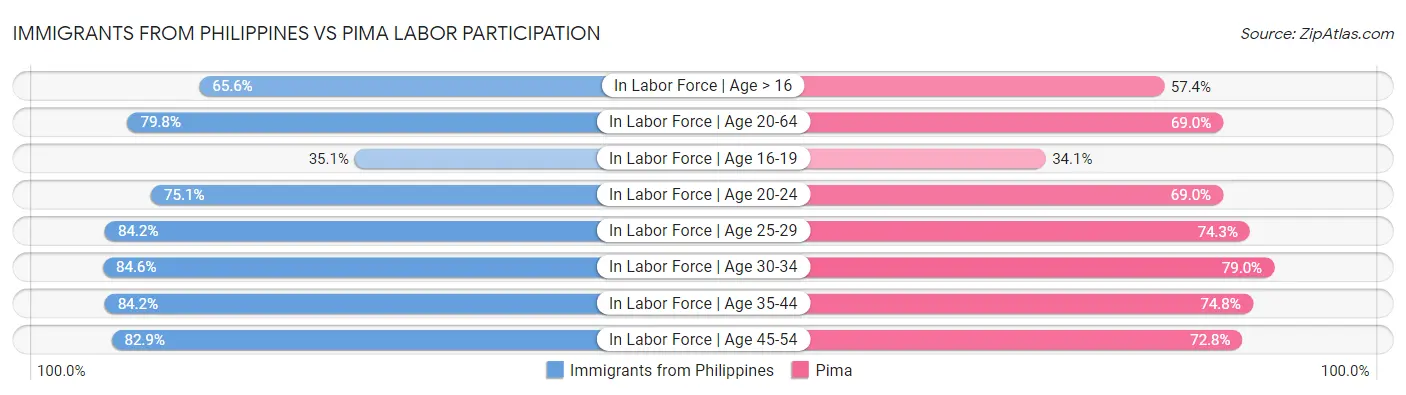 Immigrants from Philippines vs Pima Labor Participation