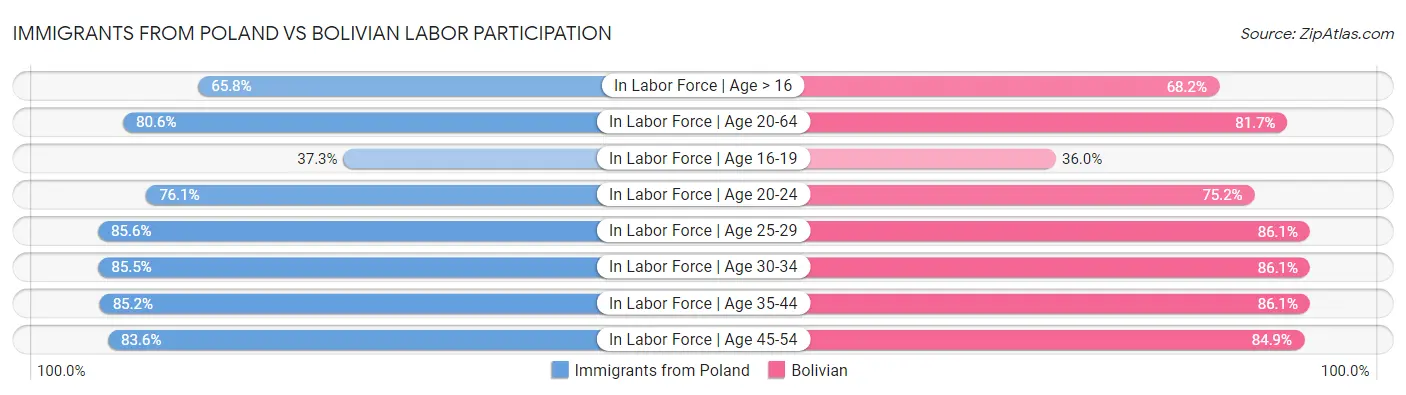 Immigrants from Poland vs Bolivian Labor Participation