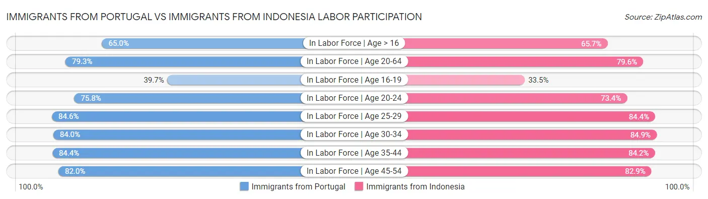 Immigrants from Portugal vs Immigrants from Indonesia Labor Participation