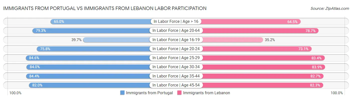 Immigrants from Portugal vs Immigrants from Lebanon Labor Participation