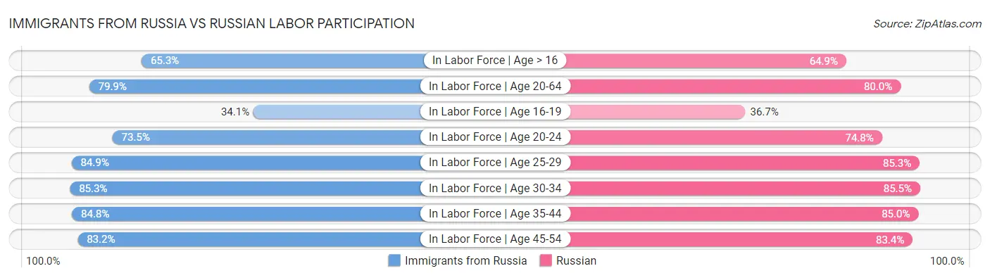 Immigrants from Russia vs Russian Labor Participation