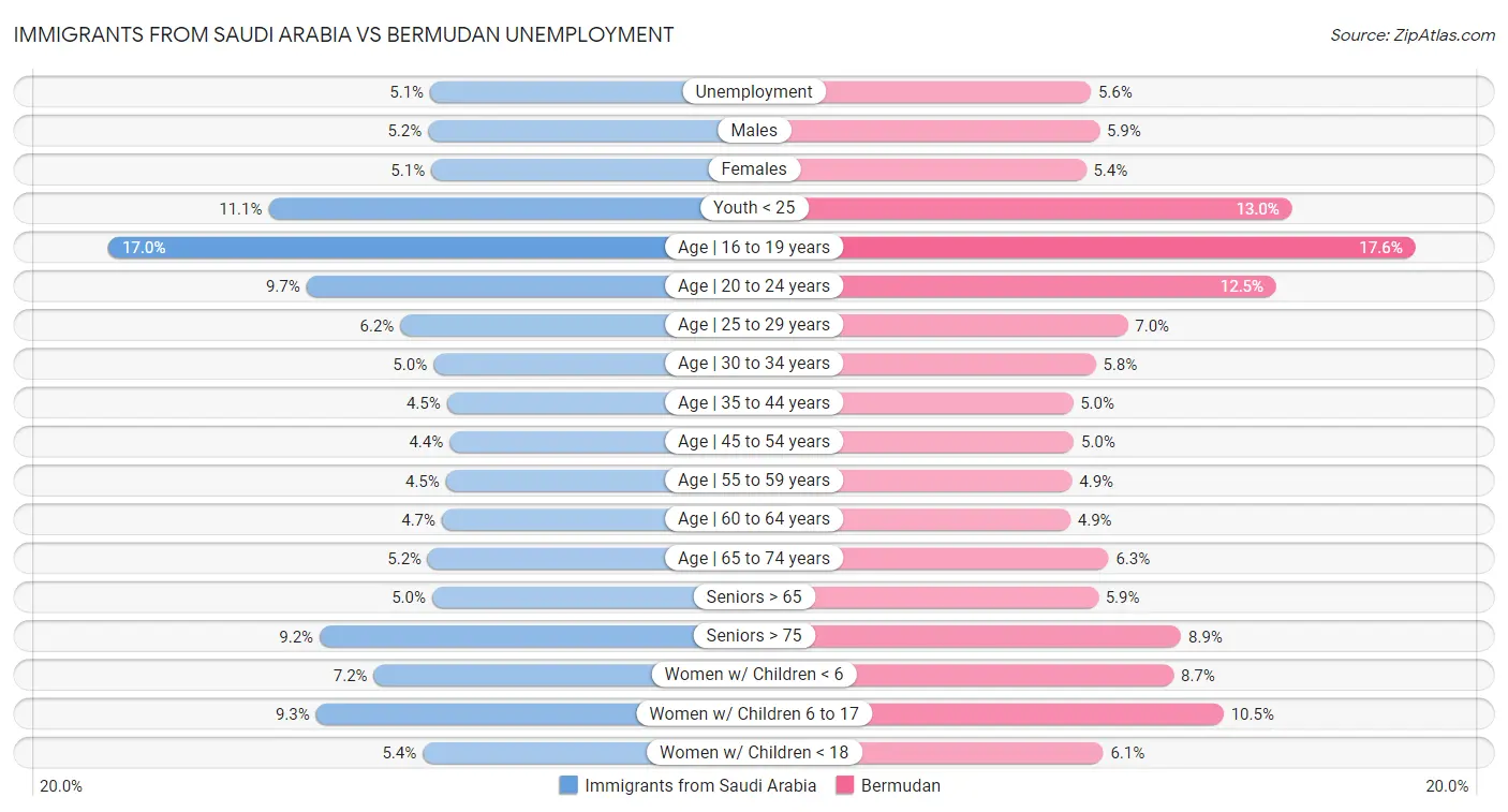 Immigrants from Saudi Arabia vs Bermudan Unemployment