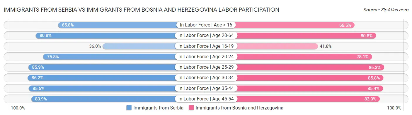 Immigrants from Serbia vs Immigrants from Bosnia and Herzegovina Labor Participation