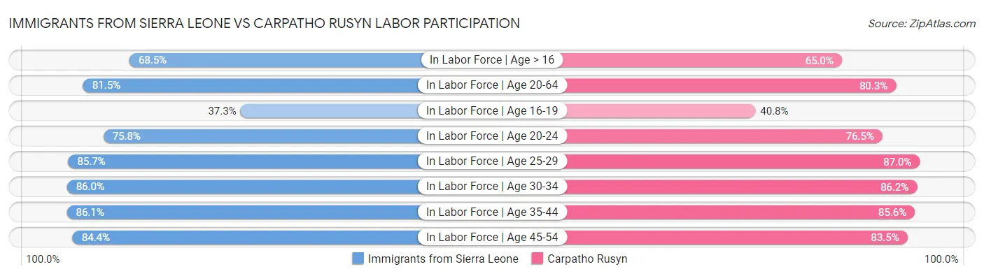 Immigrants from Sierra Leone vs Carpatho Rusyn Labor Participation