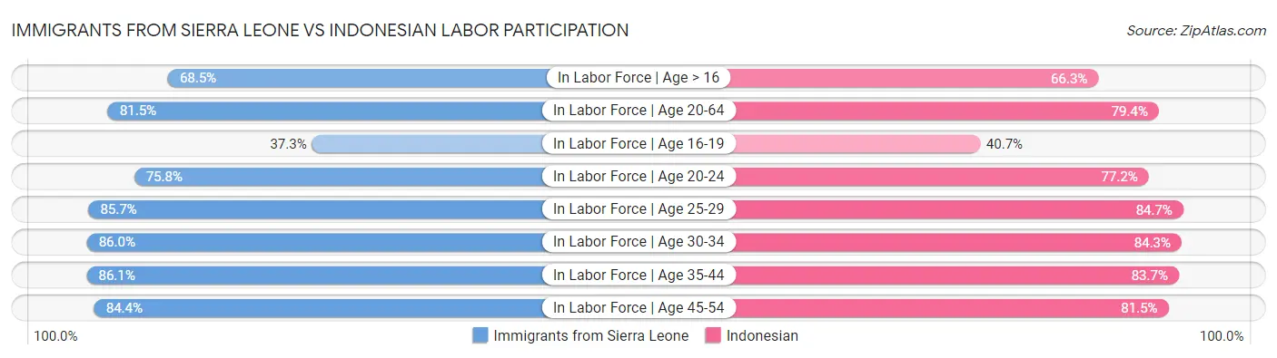 Immigrants from Sierra Leone vs Indonesian Labor Participation