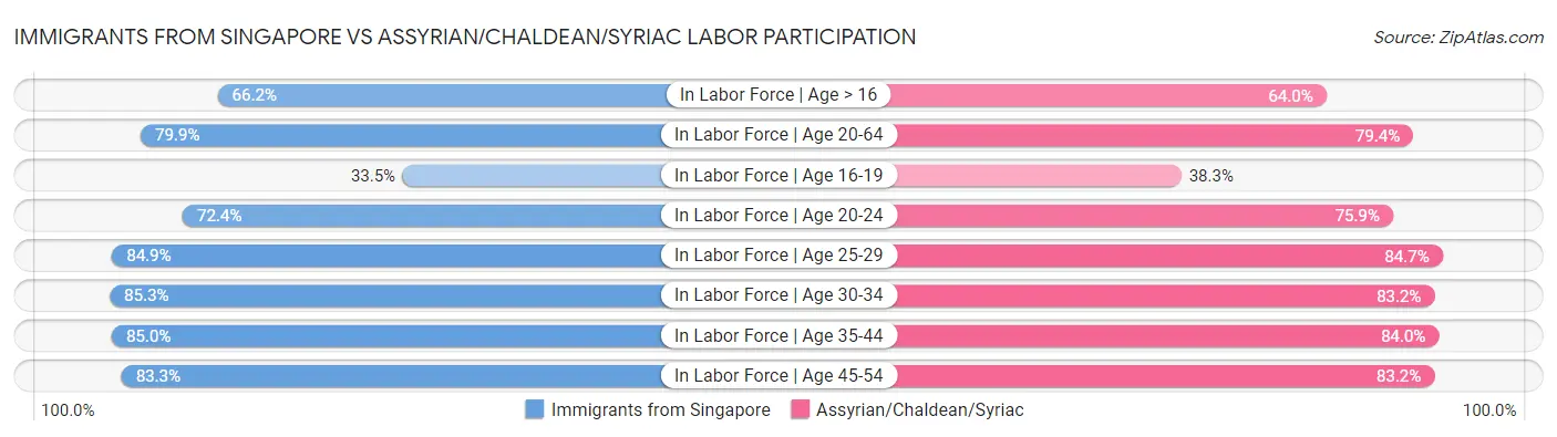 Immigrants from Singapore vs Assyrian/Chaldean/Syriac Labor Participation