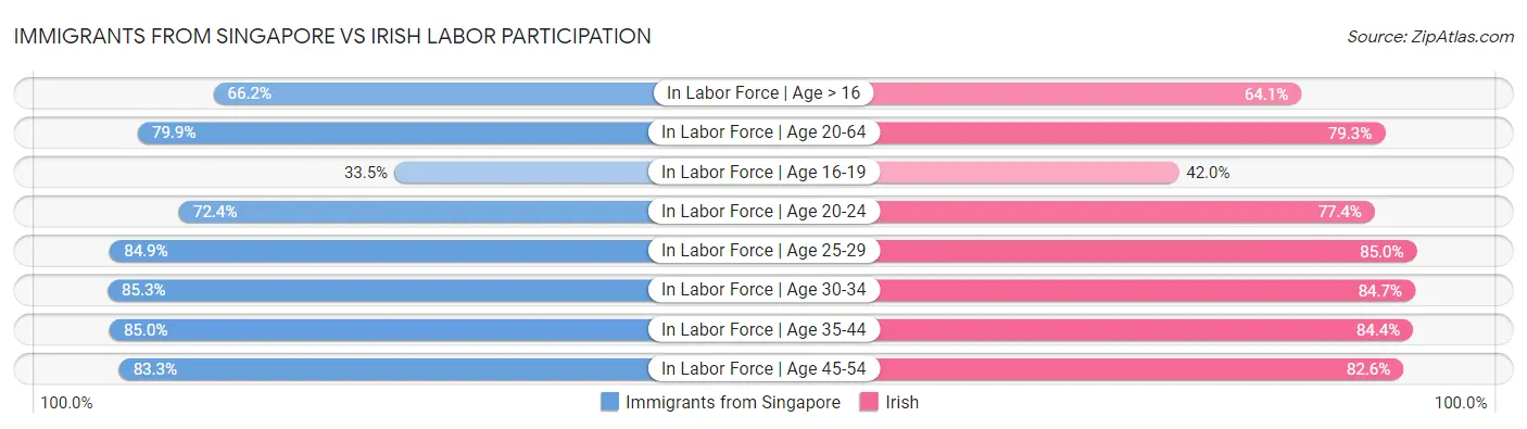 Immigrants from Singapore vs Irish Labor Participation