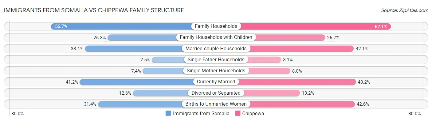 Immigrants from Somalia vs Chippewa Family Structure
