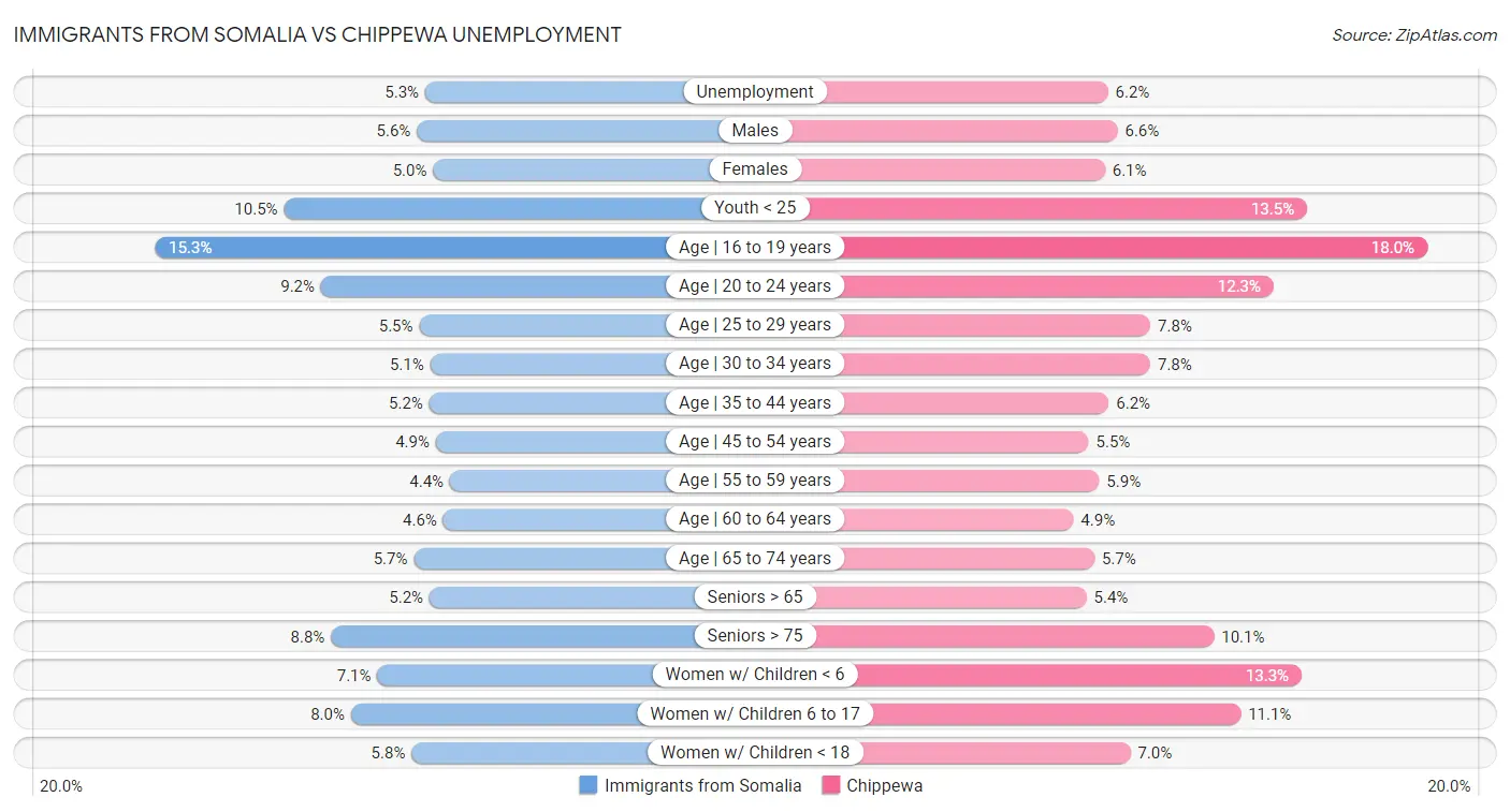 Immigrants from Somalia vs Chippewa Unemployment