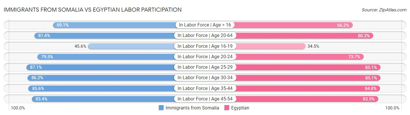 Immigrants from Somalia vs Egyptian Labor Participation
